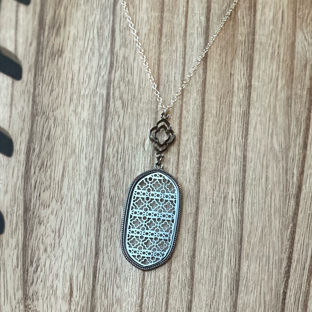 Gunmetal & Silver Filigree Necklace
